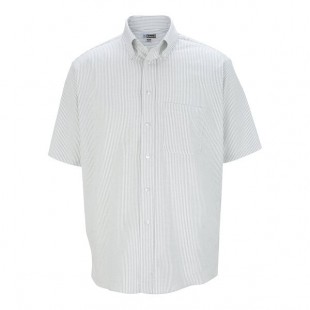 Edwards 1027 Men's Customizable Gray Stripe Short Sleeve Wrinkle-Resistant Easy-Care Oxford Dress Shirt with Soil Release - 2X Edwards 1027 Men's Customizable Gray Stripe Short Sleeve Wrinkle-Resistant Easy-Care Oxford Dress Shirt with Soil Release - 2X
