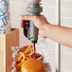 Asept 5 Liter Hanging Bottle Condiment Pump Dispenser with Adjustable Portion Control Handle
