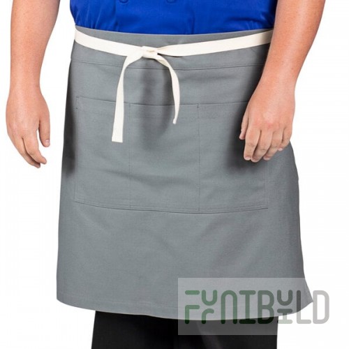Uncommon Chef 3117 Gray Customizable 100% Cotton Canvas Moxie Waist Apron with Natural Webbing and 3 Pockets - 24