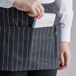Choice Black and White Pinstripe Poly-Cotton Standard Waist Apron with 3 Pockets - 12 Choice Black and White Pinstripe Poly-Cotton Standard Waist Apron with 3 Pockets - 12