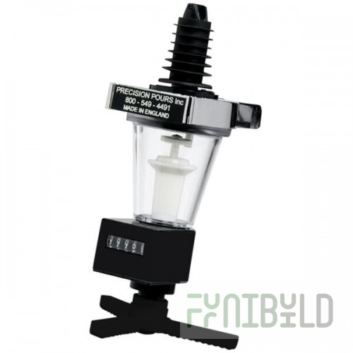 Precision Pours 1 1/4 oz MM Rack & Pour 1.25 oz. Measured Liquor Pourer Head with Shot-Counting Meter for Bottle Rack Systems