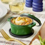Valor 8 oz. Fern Green Enameled Mini Cast Iron Pot with Cover Valor 8 oz. Fern Green Enameled Mini Cast Iron Pot with Cover