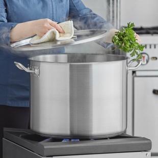 Vigor SS1 Series 40 Qt. Heavy-Duty Stainless Steel Aluminum-Clad Stock Pot with Cover Vigor SS1 Series 40 Qt. Heavy-Duty Stainless Steel Aluminum-Clad Stock Pot with Cover