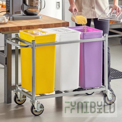 Baker's Lane 30 Gallon / 480 Cup Mobile Triple Ingredient Bin - Yellow / White / Purple