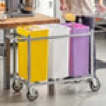 Baker's Lane 30 Gallon / 480 Cup Mobile Triple Ingredient Bin - Yellow / White / Purple Baker's Lane 30 Gallon / 480 Cup Mobile Triple Ingredient Bin - Yellow / White / Purple