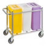Baker's Lane 30 Gallon / 480 Cup Mobile Triple Ingredient Bin - Yellow / White / Purple Baker's Lane 30 Gallon / 480 Cup Mobile Triple Ingredient Bin - Yellow / White / Purple