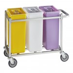 Baker's Lane 30 Gallon / 480 Cup Mobile Triple Ingredient Bin - Yellow / White / Purple Baker's Lane 30 Gallon / 480 Cup Mobile Triple Ingredient Bin - Yellow / White / Purple