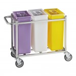 Baker's Lane 30 Gallon / 480 Cup Mobile Triple Ingredient Bin - Yellow / White / Purple Baker's Lane 30 Gallon / 480 Cup Mobile Triple Ingredient Bin - Yellow / White / Purple