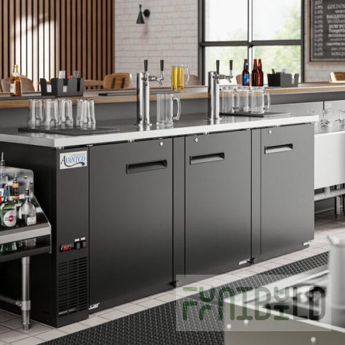 Avantco UDD-4-HC Black Kegerator / Beer Dispenser with (2) 2 Tap Towers - (3) 1/2 Keg Capacity
