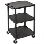 Luxor HE42-B Black 3 Shelf Utility Cart - 24 Luxor HE42-B Black 3 Shelf Utility Cart - 24