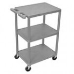 Luxor HE42-B Black 3 Shelf Utility Cart - 24 Luxor HE42-B Black 3 Shelf Utility Cart - 24