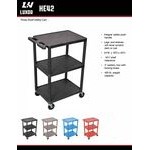 Luxor HE42-B Black 3 Shelf Utility Cart - 24 Luxor HE42-B Black 3 Shelf Utility Cart - 24