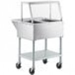 ServIt Two Pan Open Well Electric Steam Table with Angled Sneeze Guard and Casters - 120V, 1000W