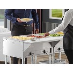 ServIt Two Pan Open Well Electric Steam Table with Angled Sneeze Guard and Casters - 120V, 1000W