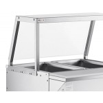 ServIt Two Pan Open Well Electric Steam Table with Angled Sneeze Guard and Casters - 120V, 1000W