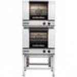 Moffat E22M3/2 Turbofan Double Deck Half Size Electric Convection Oven with Mechanical Controls and Stainless Steel Stand - 110-120V, 1 Phase, 3 kW Moffat E22M3/2 Turbofan Double Deck Half Size Electric Convection Oven with Mechanical Controls and Stainless Steel Stand - 110-120V, 1 Phase, 3 kW
