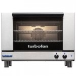 Moffat E22M3/2 Turbofan Double Deck Half Size Electric Convection Oven with Mechanical Controls and Stainless Steel Stand - 110-120V, 1 Phase, 3 kW Moffat E22M3/2 Turbofan Double Deck Half Size Electric Convection Oven with Mechanical Controls and Stainless Steel Stand - 110-120V, 1 Phase, 3 kW