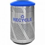 Ex-Cell Kaiser Arena 51 Series ARENA-51 T SS/BLK 51 Gallon Stainless Steel Customizable Outdoor Trash Receptacle with Dome Top