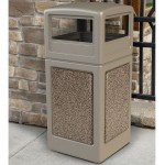Commercial Zone 72041599 StoneTec 42 Gallon Beige Square Decorative Trash Can with Riverstone Panels and Dome Lid Commercial Zone 72041599 StoneTec 42 Gallon Beige Square Decorative Trash Can with Riverstone Panels and Dome Lid