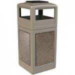 Commercial Zone 72041599 StoneTec 42 Gallon Beige Square Decorative Trash Can with Riverstone Panels and Dome Lid Commercial Zone 72041599 StoneTec 42 Gallon Beige Square Decorative Trash Can with Riverstone Panels and Dome Lid