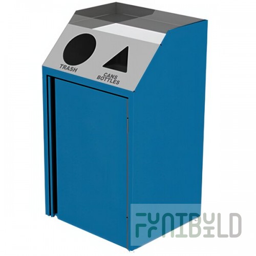 Lakeside 4412BL Stainless Steel Rectangular Refuse / Recycling Station with Front Access and Royal Blue Laminate Finish - 26 1/2