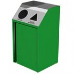 Lakeside 4412BL Stainless Steel Rectangular Refuse / Recycling Station with Front Access and Royal Blue Laminate Finish - 26 1/2