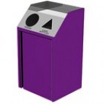 Lakeside 4412BL Stainless Steel Rectangular Refuse / Recycling Station with Front Access and Royal Blue Laminate Finish - 26 1/2