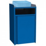 Lakeside 4412BL Stainless Steel Rectangular Refuse / Recycling Station with Front Access and Royal Blue Laminate Finish - 26 1/2