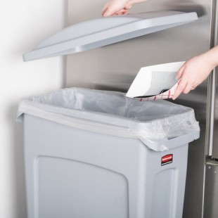 Rubbermaid® Slim Jim 64 Qt. / 16 Gallon Light Gray Rectangular Trash Can with Light Gray Handled Lid Rubbermaid® Slim Jim 64 Qt. / 16 Gallon Light Gray Rectangular Trash Can with Light Gray Handled Lid