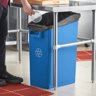 Lavex 92 Qt. / 23 Gallon Blue Rectangular Under-Counter Recycling Bin