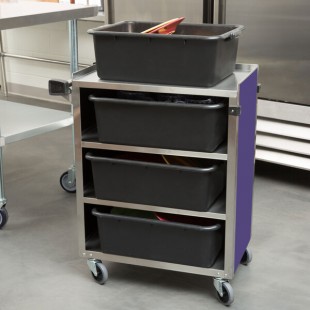 Lakeside 615P Standard-Duty Stainless Steel Four Shelf Utility Cart with Enclosed Base and Purple Finish - 16 1/2