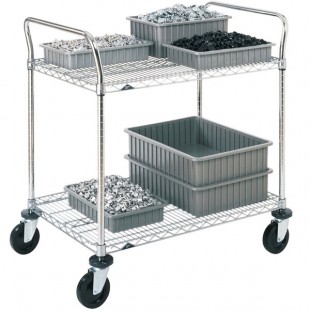 Metro 2SPN33ABR Super Erecta Brite Two Shelf Heavy Duty Utility Cart with Rubber Casters - 18 Metro 2SPN33ABR Super Erecta Brite Two Shelf Heavy Duty Utility Cart with Rubber Casters - 18