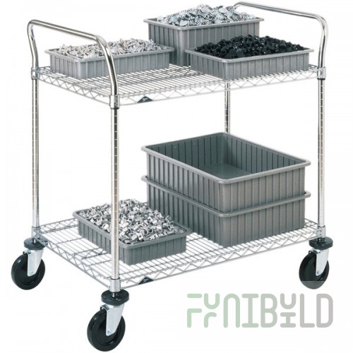 Metro 2SPN33ABR Super Erecta Brite Two Shelf Heavy Duty Utility Cart with Rubber Casters - 18
