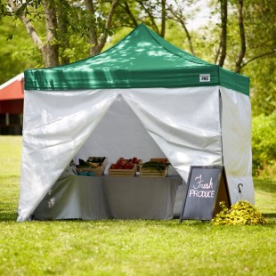 Backyard Pro Courtyard Series 10' x 10' Green Straight Leg Aluminum Instant Pop Up Canopy Tent Deluxe Kit with 4 Side Walls Backyard Pro Courtyard Series 10' x 10' Green Straight Leg Aluminum Instant Pop Up Canopy Tent Deluxe Kit with 4 Side Walls