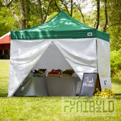 Backyard Pro Courtyard Series 10' x 10' Green Straight Leg Aluminum Instant Pop Up Canopy Tent Deluxe Kit with 4 Side Walls