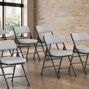 Lancaster Table & Seating Gray Fabric Folding Chair with 2 Lancaster Table & Seating Gray Fabric Folding Chair with 2