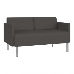 Lesro Luxe Lounge Series Patriot Plus Charcoal Vinyl Loveseat with Upholstered Arms and Steel Legs Lesro Luxe Lounge Series Patriot Plus Charcoal Vinyl Loveseat with Upholstered Arms and Steel Legs