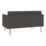 Lesro Luxe Lounge Series Patriot Plus Charcoal Vinyl Loveseat with Upholstered Arms and Steel Legs Lesro Luxe Lounge Series Patriot Plus Charcoal Vinyl Loveseat with Upholstered Arms and Steel Legs