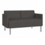 Lesro Luxe Lounge Series Patriot Plus Charcoal Vinyl Loveseat with Upholstered Arms and Steel Legs Lesro Luxe Lounge Series Patriot Plus Charcoal Vinyl Loveseat with Upholstered Arms and Steel Legs