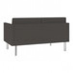 Lesro Luxe Lounge Series Patriot Plus Charcoal Vinyl Loveseat with Upholstered Arms and Steel Legs Lesro Luxe Lounge Series Patriot Plus Charcoal Vinyl Loveseat with Upholstered Arms and Steel Legs
