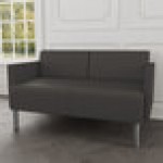 Lesro Luxe Lounge Series Patriot Plus Charcoal Vinyl Loveseat with Upholstered Arms and Steel Legs Lesro Luxe Lounge Series Patriot Plus Charcoal Vinyl Loveseat with Upholstered Arms and Steel Legs