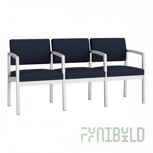 Lesro Lenox Steel Open House Navy Fabric 3-Seat Sofa with Center Arms