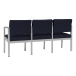 Lesro Lenox Steel Open House Navy Fabric 3-Seat Sofa with Center Arms Lesro Lenox Steel Open House Navy Fabric 3-Seat Sofa with Center Arms