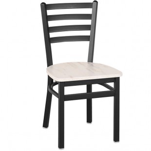 BFM Seating Lima Sand Black Customizable Steel Ladder Back Side Chair with Relic Antique Wash Seat