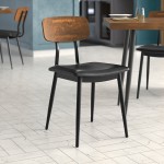 Lancaster Table & Seating Mid-Century Black Chair with Black Vinyl Padded Seat and Vintage Wood Backrest - Assembled Lancaster Table & Seating Mid-Century Black Chair with Black Vinyl Padded Seat and Vintage Wood Backrest - Assembled