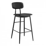 Lancaster Table & Seating Mid-Century Black Chair with Black Vinyl Padded Seat and Vintage Wood Backrest - Assembled Lancaster Table & Seating Mid-Century Black Chair with Black Vinyl Padded Seat and Vintage Wood Backrest - Assembled