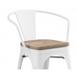 Lancaster Table & Seating Alloy Pearl White Indoor Arm Chair with Gray Wood Seat