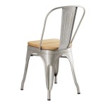 Lancaster Table & Seating Alloy Silver Indoor Cafe Chair with Natural Wood Seat