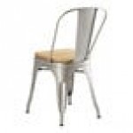 Lancaster Table & Seating Alloy Silver Indoor Cafe Chair with Natural Wood Seat