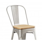 Lancaster Table & Seating Alloy Silver Indoor Cafe Chair with Natural Wood Seat